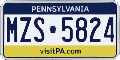 PA license plate MZS5824
