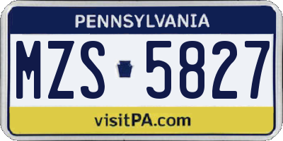 PA license plate MZS5827