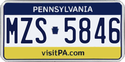 PA license plate MZS5846