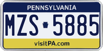 PA license plate MZS5885