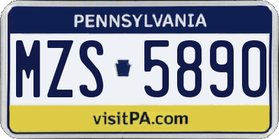PA license plate MZS5890