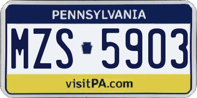 PA license plate MZS5903