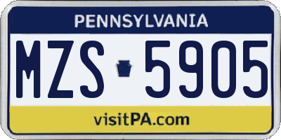 PA license plate MZS5905