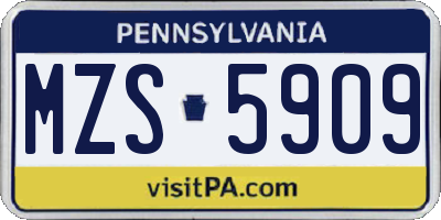 PA license plate MZS5909