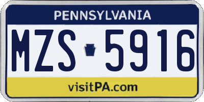 PA license plate MZS5916