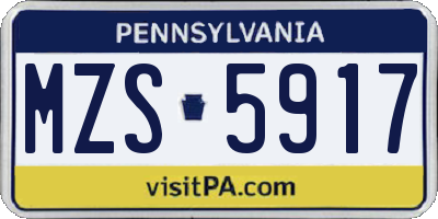 PA license plate MZS5917