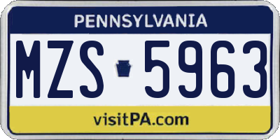 PA license plate MZS5963