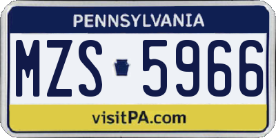 PA license plate MZS5966