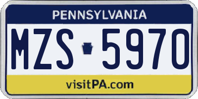 PA license plate MZS5970