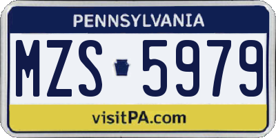 PA license plate MZS5979