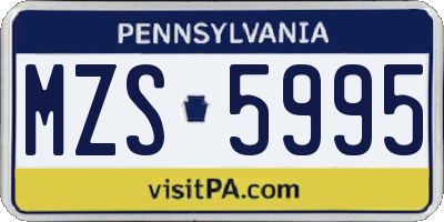 PA license plate MZS5995