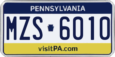 PA license plate MZS6010