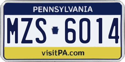 PA license plate MZS6014