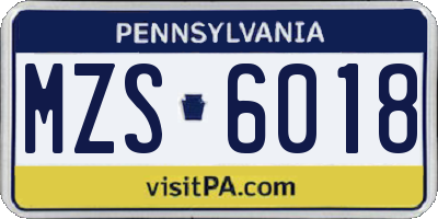 PA license plate MZS6018