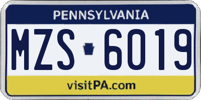 PA license plate MZS6019