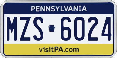 PA license plate MZS6024