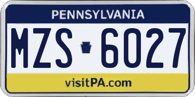 PA license plate MZS6027