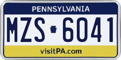 PA license plate MZS6041