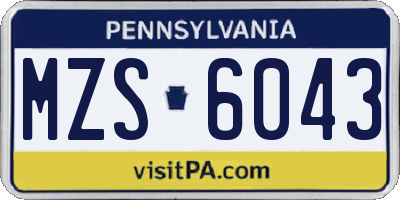 PA license plate MZS6043