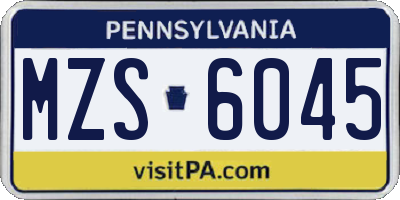 PA license plate MZS6045