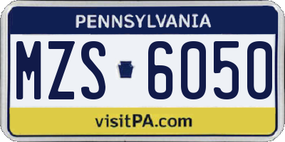 PA license plate MZS6050