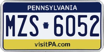 PA license plate MZS6052