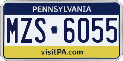 PA license plate MZS6055