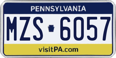 PA license plate MZS6057