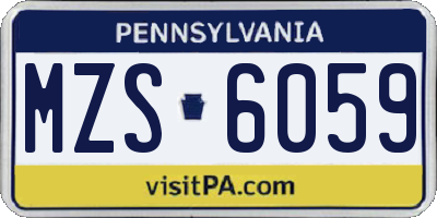 PA license plate MZS6059