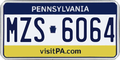 PA license plate MZS6064