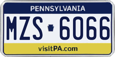 PA license plate MZS6066
