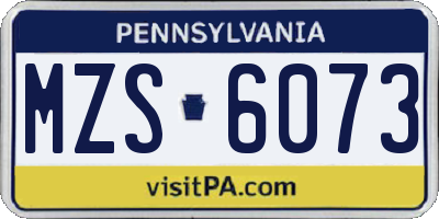 PA license plate MZS6073