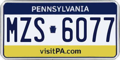 PA license plate MZS6077