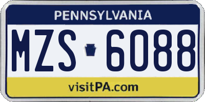 PA license plate MZS6088