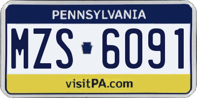 PA license plate MZS6091