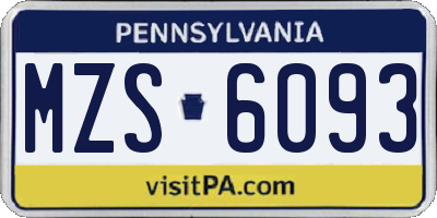 PA license plate MZS6093
