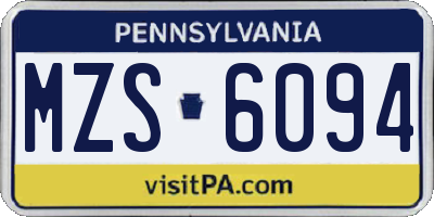 PA license plate MZS6094