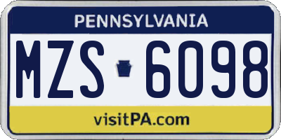 PA license plate MZS6098