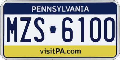 PA license plate MZS6100
