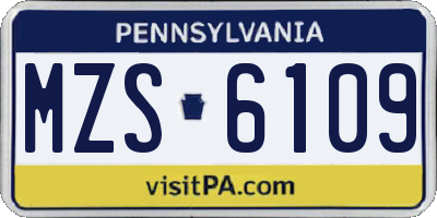 PA license plate MZS6109
