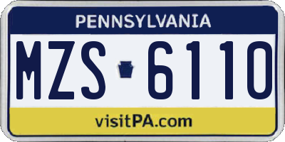 PA license plate MZS6110