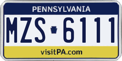 PA license plate MZS6111
