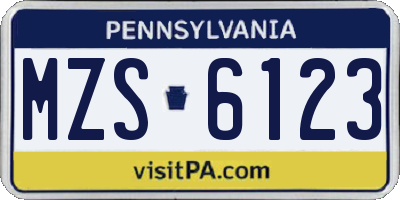 PA license plate MZS6123