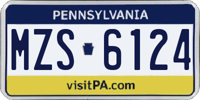 PA license plate MZS6124