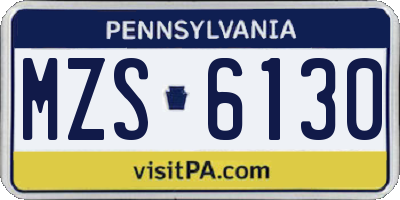 PA license plate MZS6130