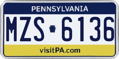 PA license plate MZS6136