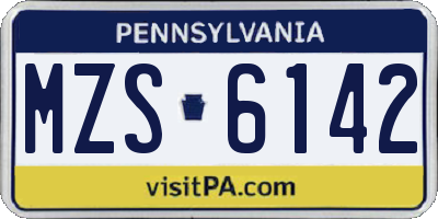 PA license plate MZS6142