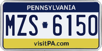 PA license plate MZS6150