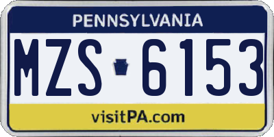 PA license plate MZS6153