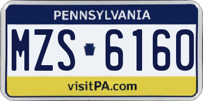 PA license plate MZS6160
